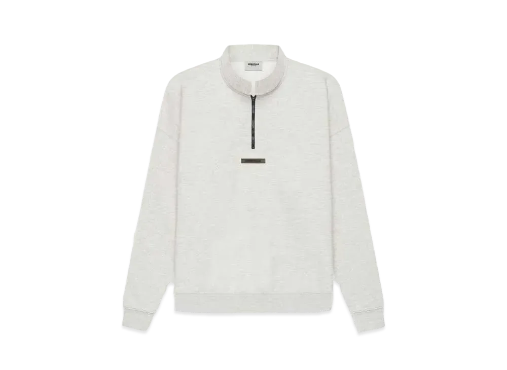 FEAR OF GOD ESSENTIALS Mockneck Half Zip "Light Heather Oatmeal"