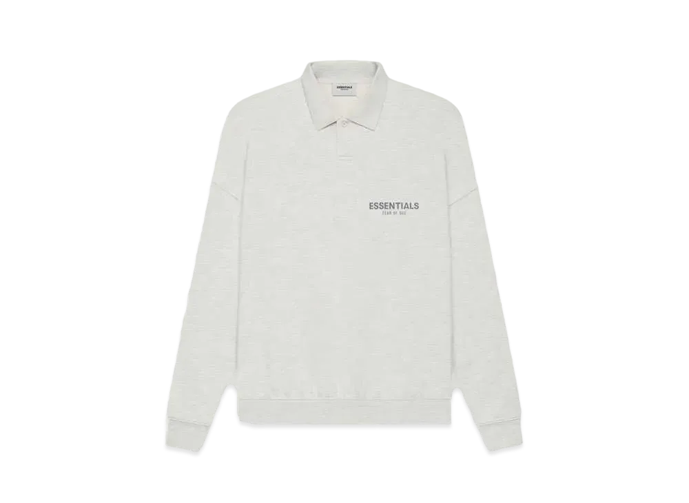 FEAR OF GOD ESSENTIALS Long Sleeve French Terry Polo "Light Heather Oatmeal"