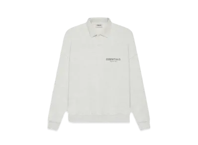 FEAR OF GOD ESSENTIALS Long Sleeve French Terry Polo "Light Heather Oatmeal"