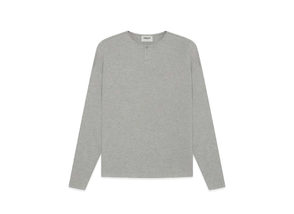 FEAR OF GOD ESSENTIALS Thermal Henley Long Sleeve "Dark Heather Oatmeal"