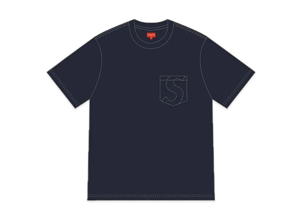 Supreme Laser Cut S Logo Pocket Tee "Navy"