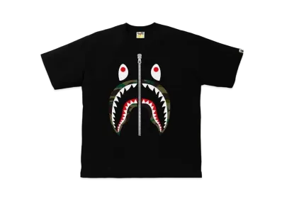 A BATHING APE 1ST CAMO SHARK RELAXED TEE "Black/Green"