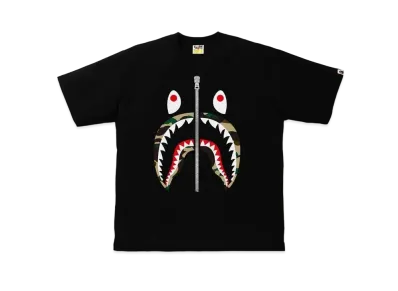 A BATHING APE 1ST CAMO SHARK RELAXED TEE "Black/Yellow"