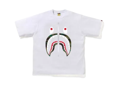 A BATHING APE 1ST CAMO SHARK RELAXED TEE "White/Green"