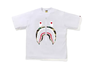 A BATHING APE 1ST CAMO SHARK RELAXED TEE "White/Yellow"