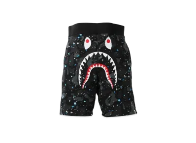 A BATHING APE SPACE CAMO SHARK SWEAT SHORTS "Black"