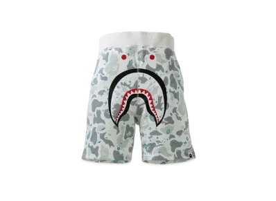 A BATHING APE SPACE CAMO SHARK SWEAT SHORTS "White"