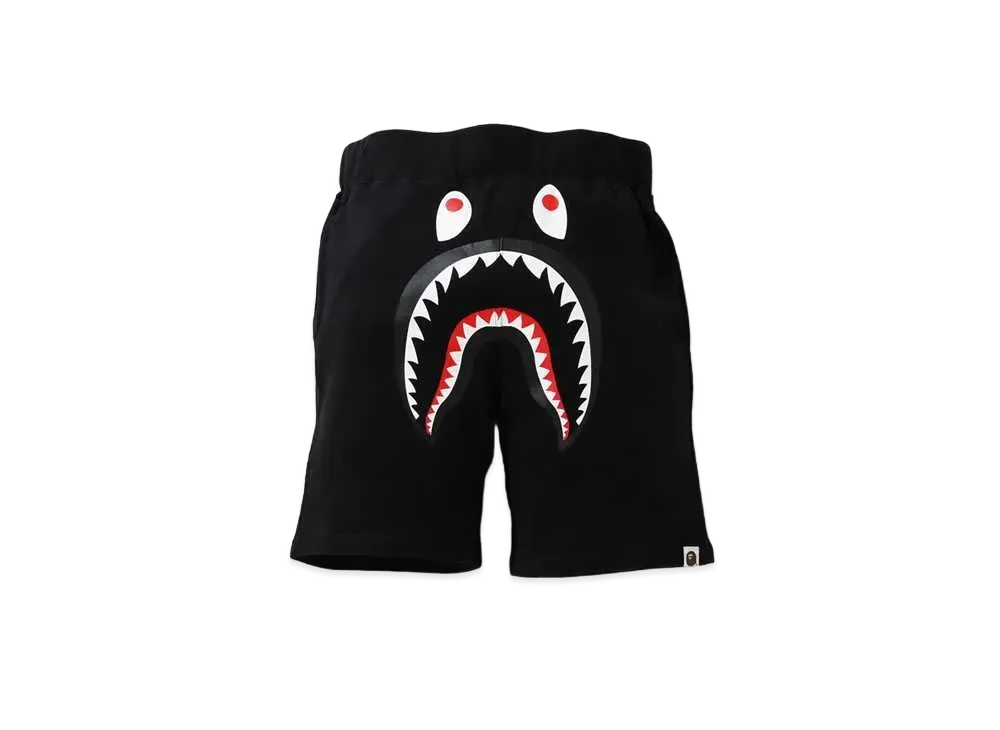 A BATHING APE SHARK SWEAT SHORTS "Black"