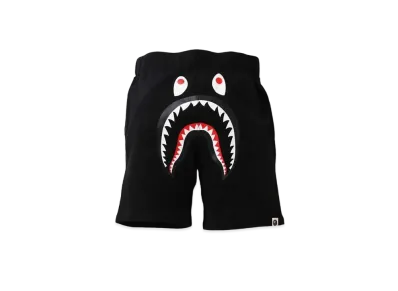 A BATHING APE SHARK SWEAT SHORTS "Black"