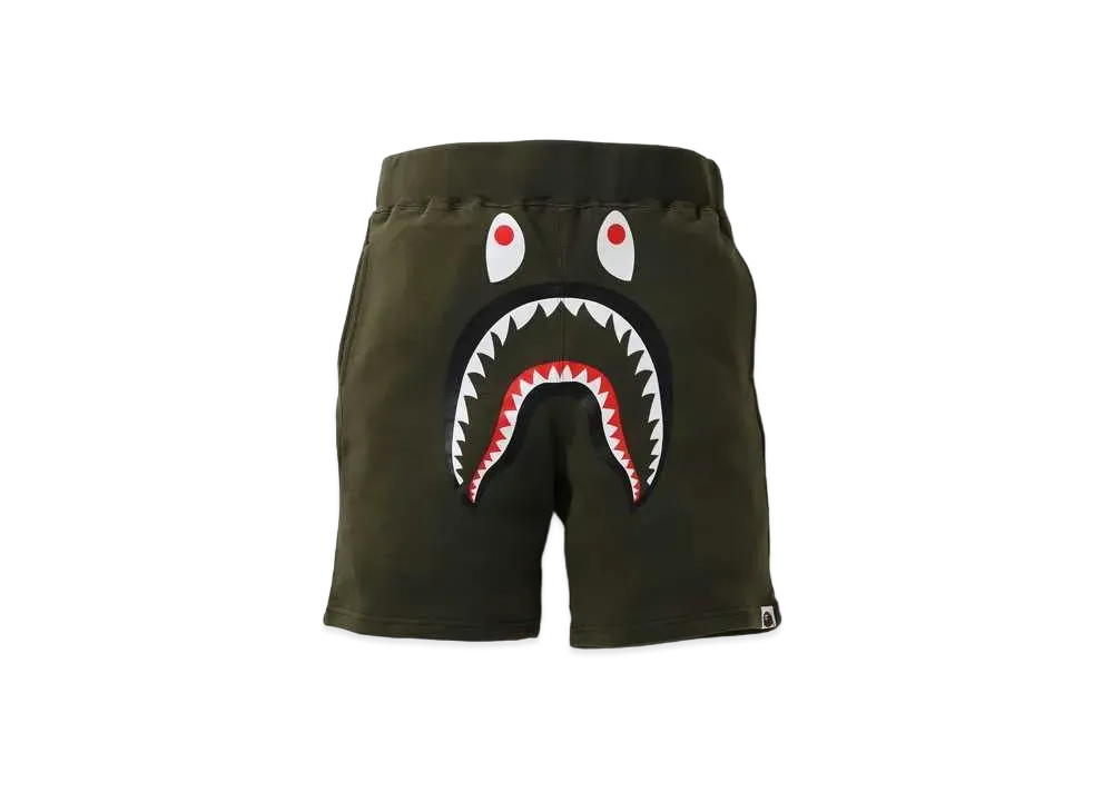 A BATHING APE SHARK SWEAT SHORTS "Olive"