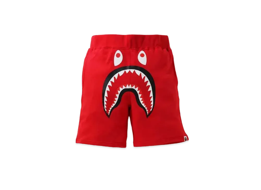 A BATHING APE SHARK SWEAT SHORTS "Red"