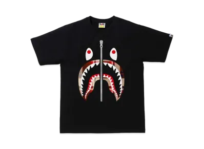A BATHING APE CHECK SHARK TEE "Black/Red"