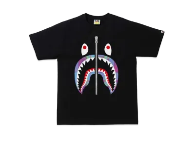 A BATHING APE CHECK SHARK TEE "Black/Purple"