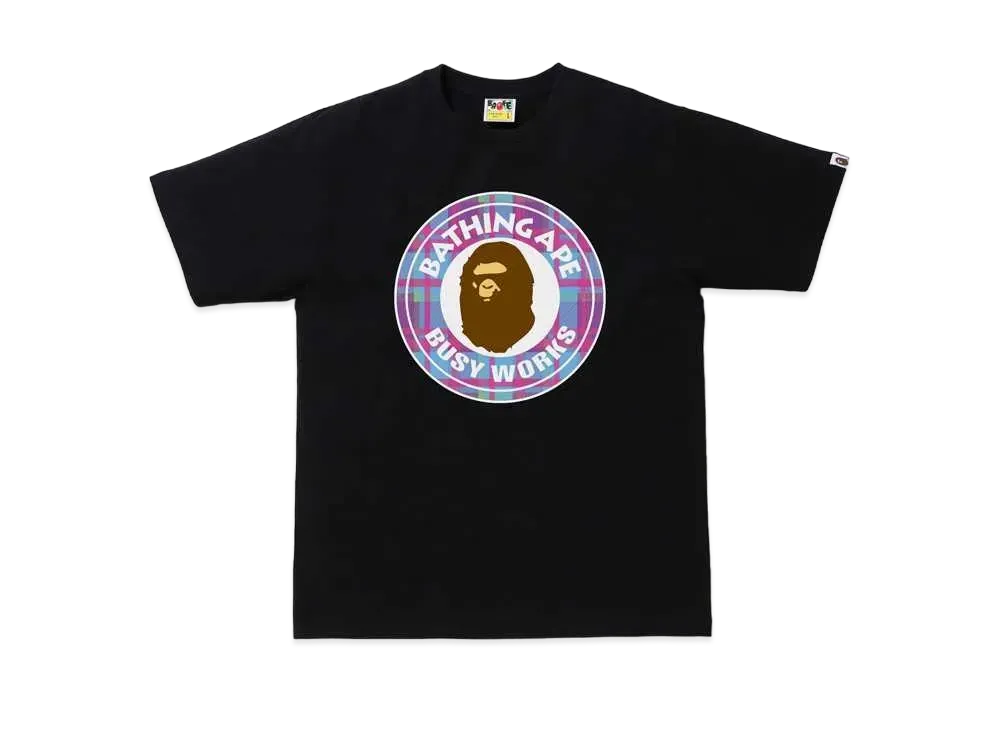 A BATHING APE CHECK BUSY WORKS TEE "Black/Purple"