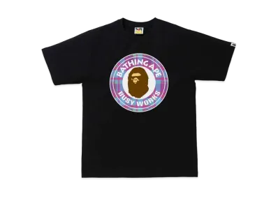 A BATHING APE CHECK BUSY WORKS TEE "Black/Purple"