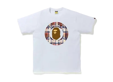 A BATHING APE CHECK BUSY WORKS TEE "White/Red"