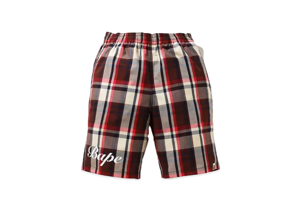 A BATHING APE CHECK SHORTS "Red"