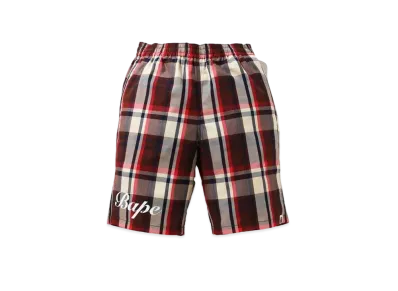 A BATHING APE CHECK SHORTS "Red"