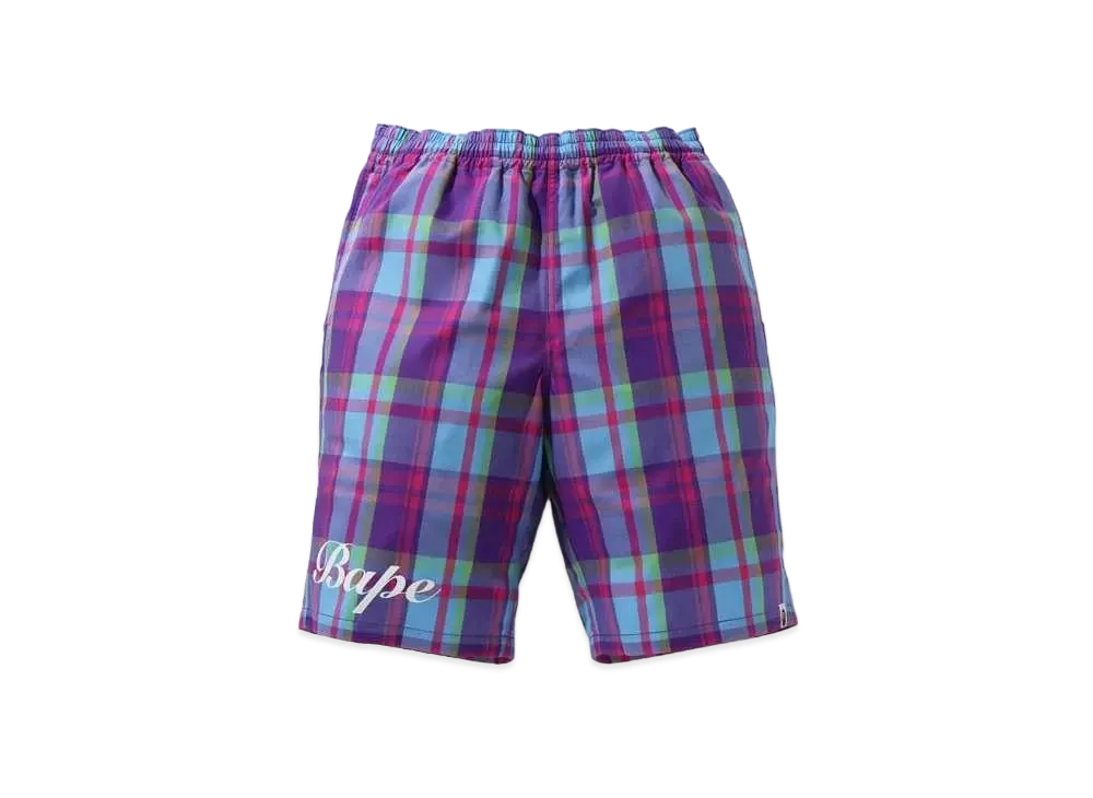 A BATHING APE CHECK SHORTS "Purple"