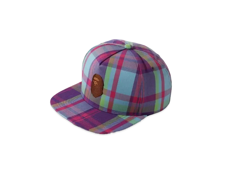 A BATHING APE CHECK SNAP BACK CAP "Purple"