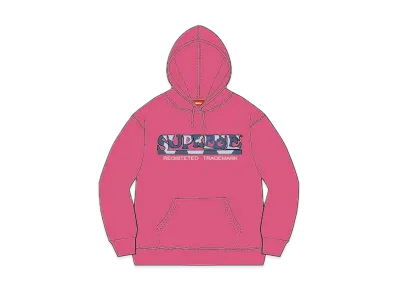 Supreme Denim Logo Hooded Sweatshirt "Magenta"
