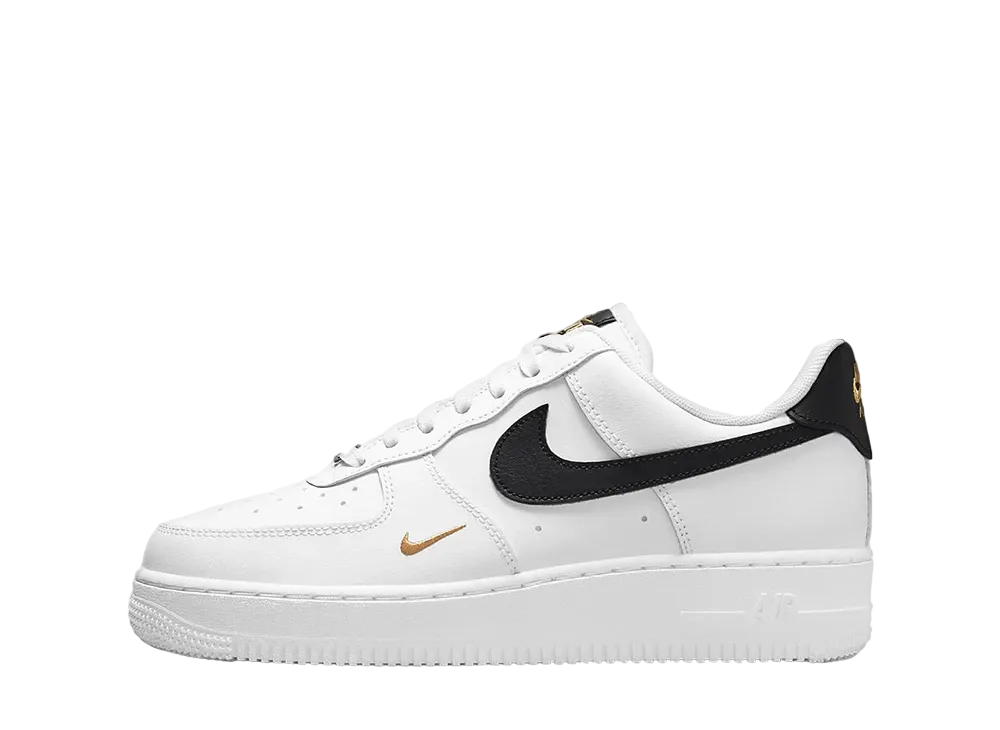 Nike Women's Air Force 1 Low 07 Essential "White/Black/Gold Mini Swoosh"