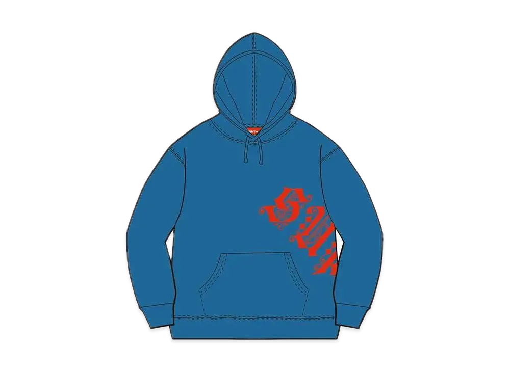 Supreme Old English Wrap Hooded Sweatshirt "Blue"