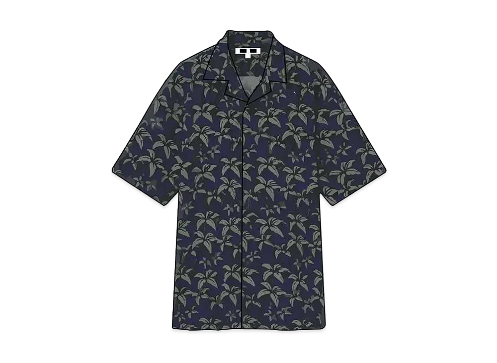 Uniqlo Heather Brown Open Collar Shirt "Navy"