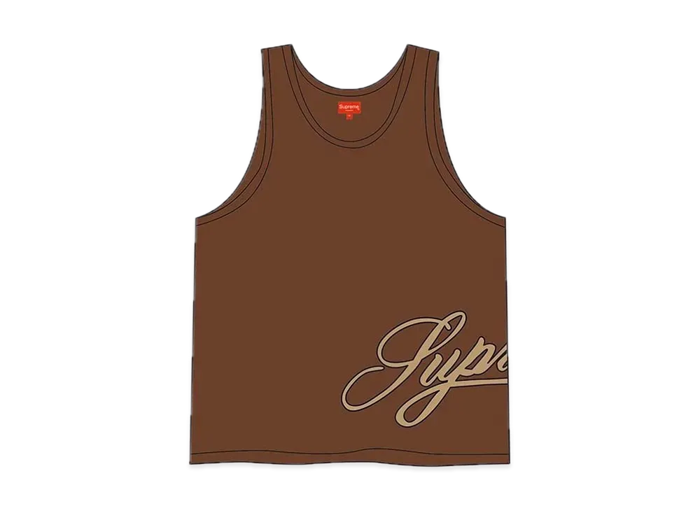 Supreme Mesh Script Tank Top "Brown"