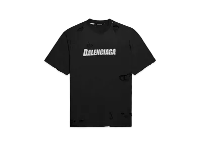 BALENCIAGA Caps Destroyed Flatground T-Shirt "Black"
