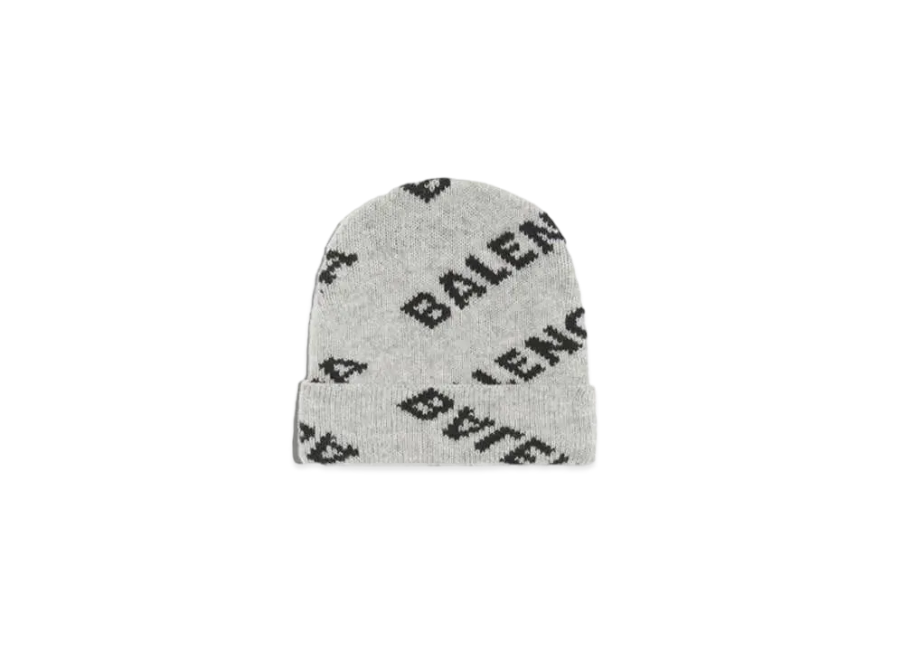 BALENCIAGA Jacquard Logo Beanie "Grey"