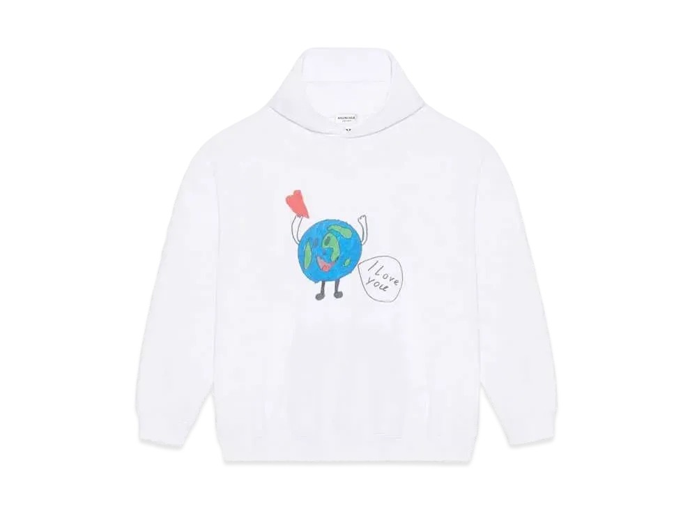 Balenciaga Love Earth Large Fit Hoodie "White"