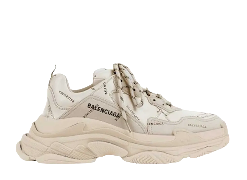 BALENCIAGA TRIPLE S ALLOVER LOGO "BEIGE"