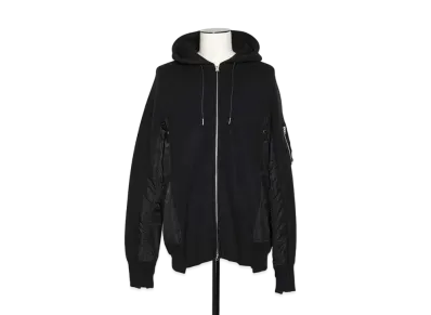 sacai Sponge Sweat x MA-1 Zip Hoodie "Black"