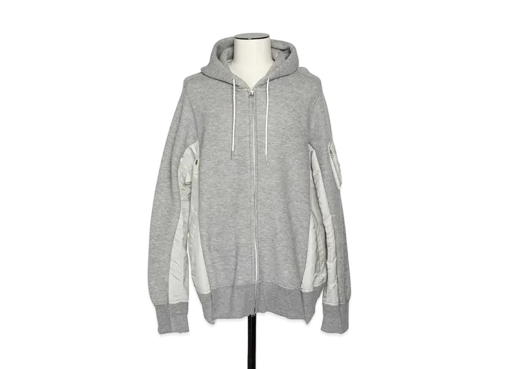 sacai Sponge Sweat x MA-1 Zip Hoodie "Grey"