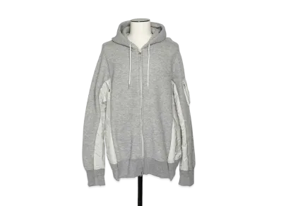 sacai Sponge Sweat x MA-1 Zip Hoodie "Grey"
