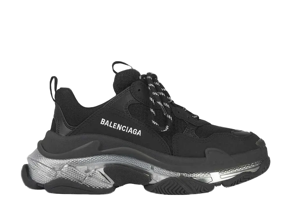 BALENCIAGA Women's TRIPLE S CLEAR SOLE "BLACK"