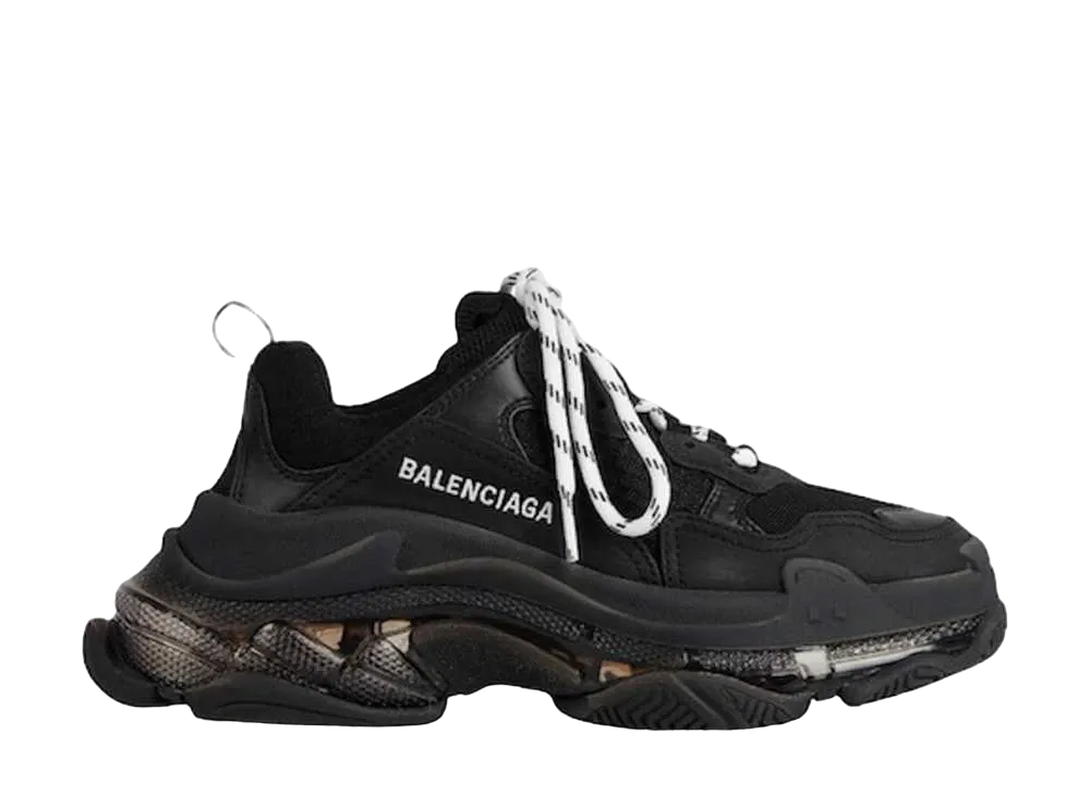 BALENCIAGA Women's TRIPLE S SNEAKERS CLEAR SOLE "BLACK"