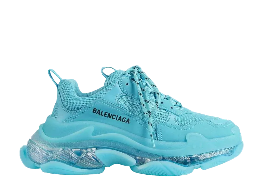 BALENCIAGA Women's TRIPLE S CLEAR SOLE "BLUE"