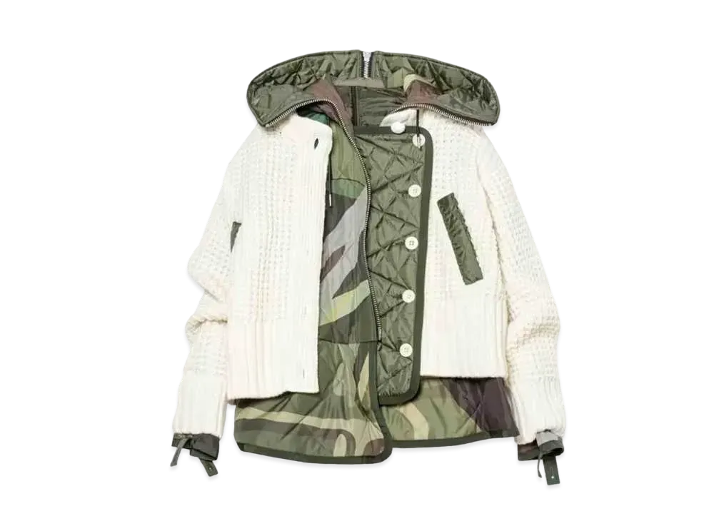 sacai KAWS Blouson Womens "White Khaki"