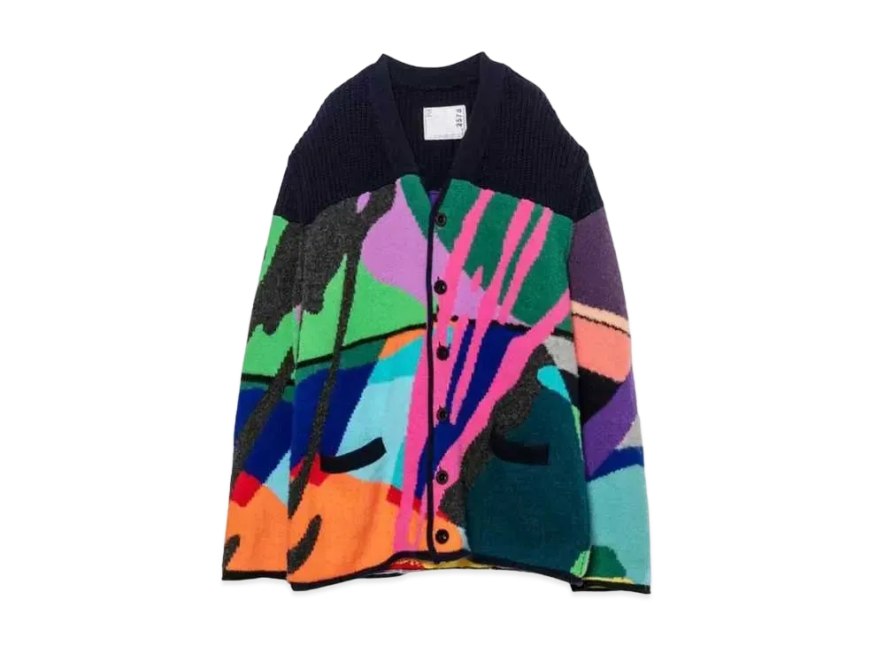 sacai KAWS Knit Cardigan "Navy Multi"