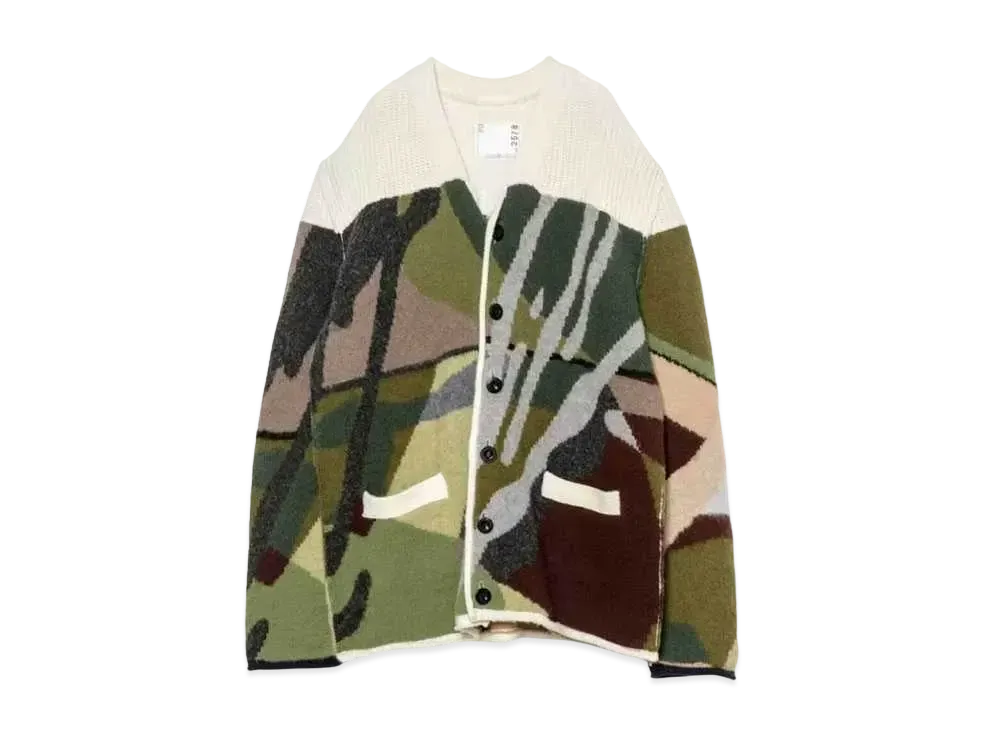 sacai KAWS Knit Cardigan "White Multi"