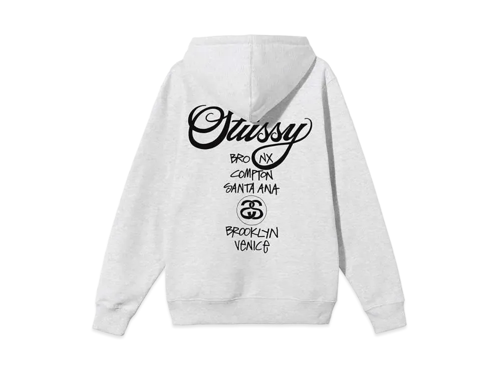 Stussy WORLD TOUR HOODE "Ash Heather"