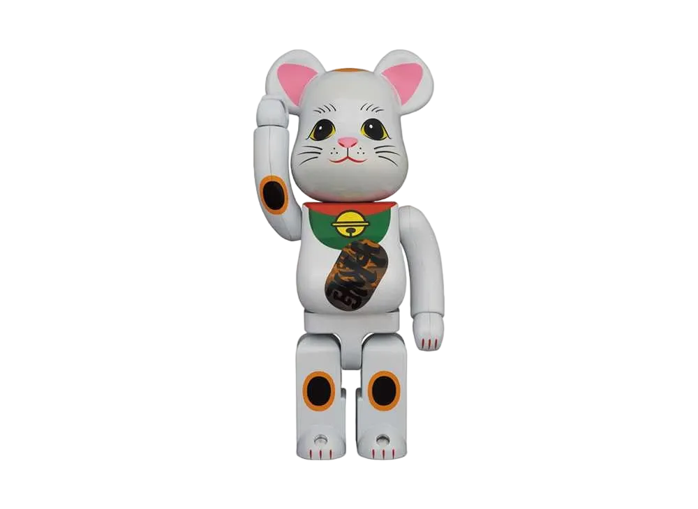 Bearbrick Maneki Neko White Plated Luminous 400%