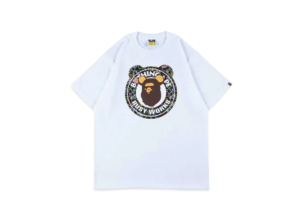 Bearbrick BAPE BUSY WORKS 2021 T-Shrit "White Black"