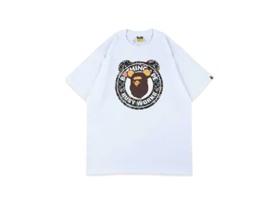 Bearbrick BAPE BUSY WORKS 2021 T-Shrit "White Black"