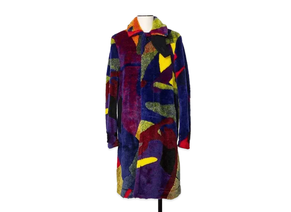 sacai KAWS Jacquard Faux Fur Coat "Multi"