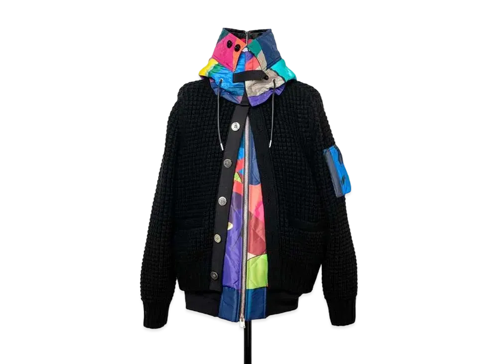 sacai KAWS Nylon Twill x Wool Knit Blouson "Multi"