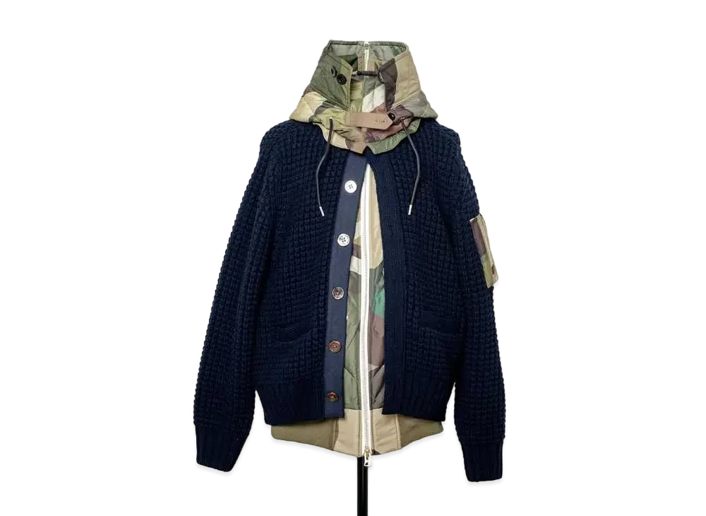 sacai KAWS Nylon Twill x Wool Knit Blouson "Camo"