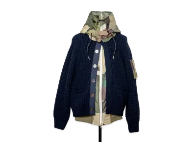 sacai KAWS Nylon Twill x Wool Knit Blouson "Camo"